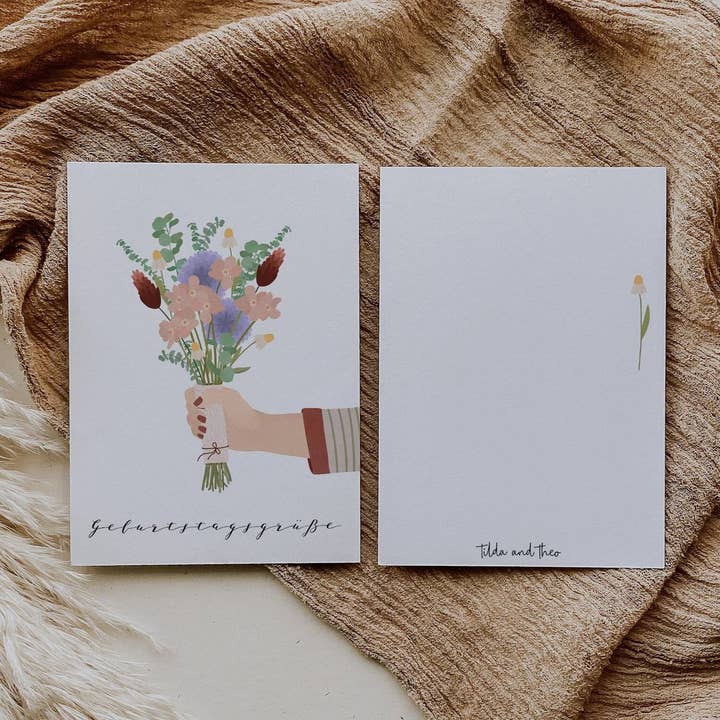 Tilda&Theo - Vente Cartes d'anniversaire - Carte d'anniversaire - bouquet1
