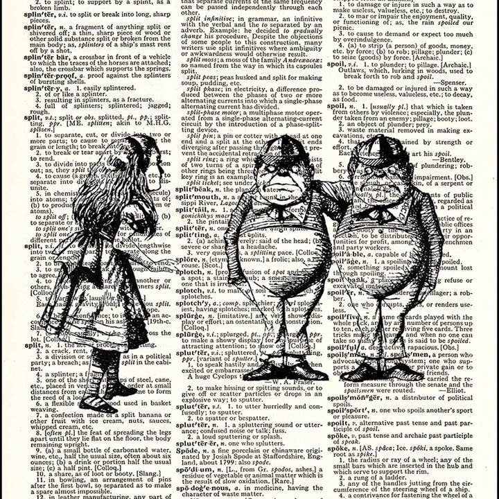 Tweedle Dee and Dum Dictionary Print for wholesale by Fresh Prints of CT