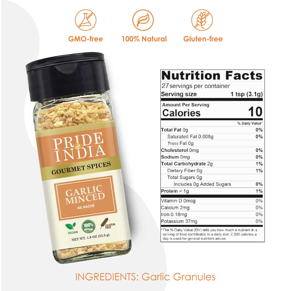 PRIDE INDIA BRANDS - Wholesale Dried Spice - Pride of India – Garlic Minced – Gourmet Seasoning1