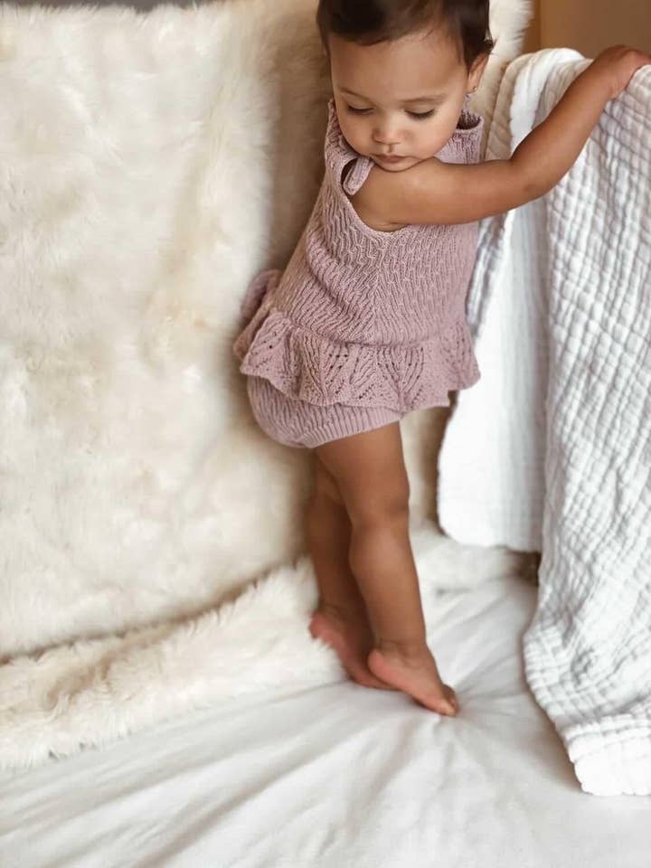 Penny romper | mauve for wholesale on Faire
