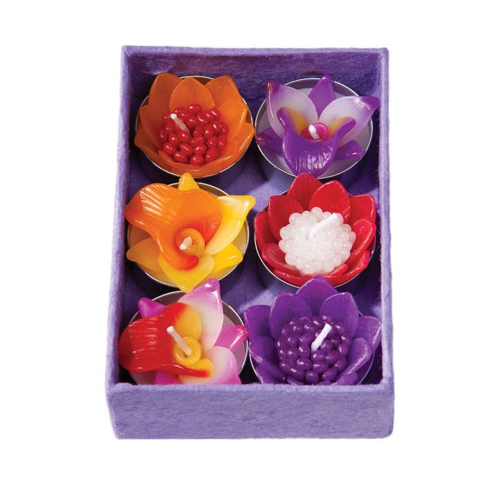 Namaste - Wholesale Tea light candles - Box Of 6 Scented Orchid Flower Tealights1