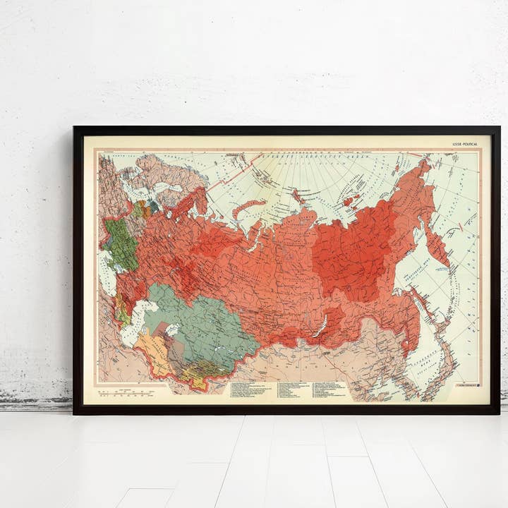 Vecchia mappa dell'Unione Sovietica CCCP mappa URSS | Stampa artistica da parete vintage per la vendita all'ingrosso da parte di OldCityPrints - Old Maps and Posters