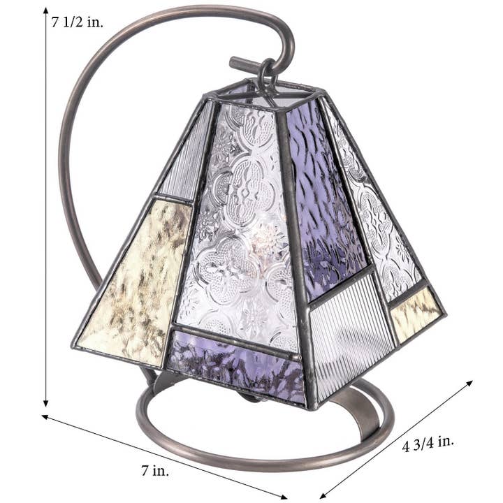 J Devlin Glass Art & Bert Anderson Collection - Wholesale Accent/Desk Lamp - Purple Stained Glass Accent/Desk Lamp or Night Light