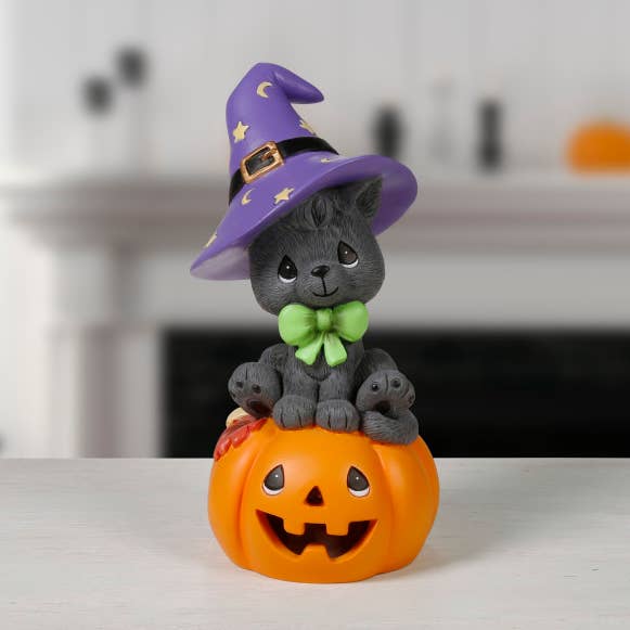 Precious Moments Cat on Pumpkin LED Figurine for wholesale by Precious Moments
