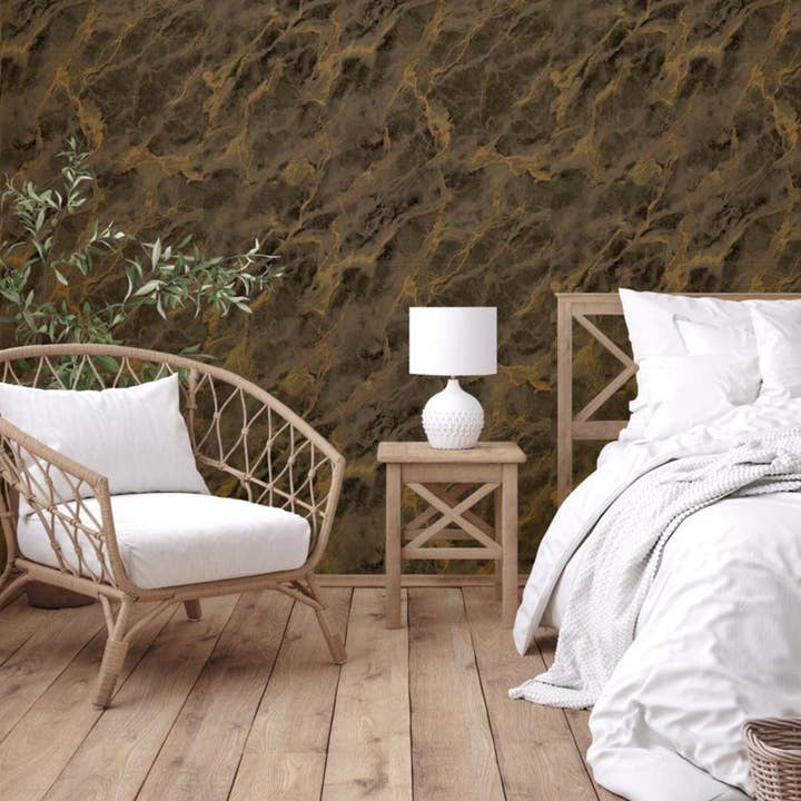 Walloro Luxury Embossed Wallpaper - Wholesale Wallpaper - Brown Marbled Embossed Wallpaper, Leather Faux Textured 3D, Non-Woven, Non-Pasted, Large 178 sqft Roll, Removable, Washable, Elegant Stylish1