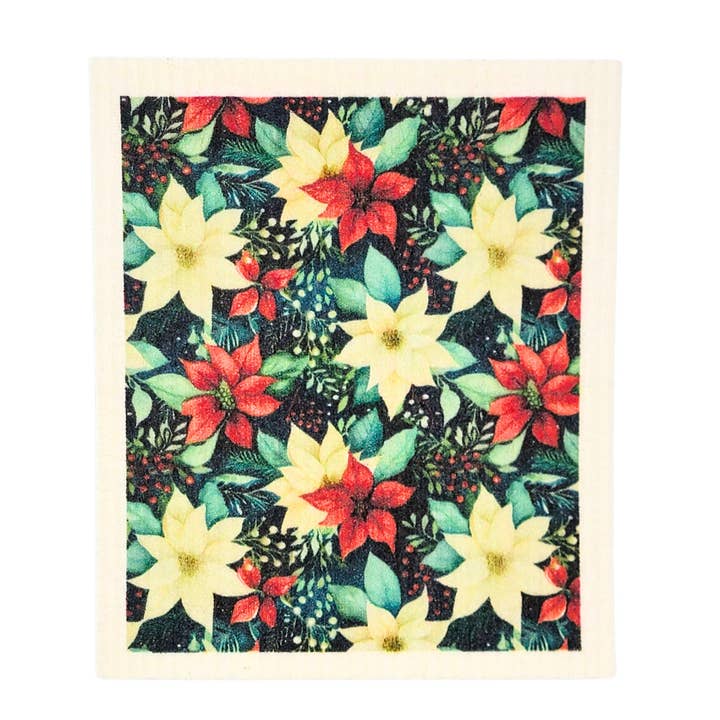 Poinsettia Holiday Garland Swedish Dishcloth Christmas Decor for wholesale by Home Accents By Driftless