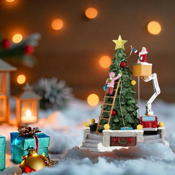 Santa Claus Lighted Battery Operated Musical Tabletop Christmas village Ornament for Home Christmas Decoration for wholesale by SINT