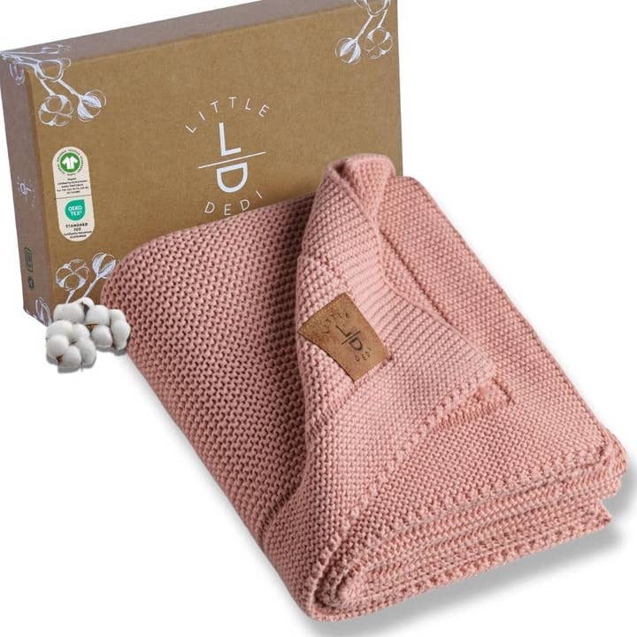Little Dedi Knitted Blanket Alina 80x100cm - Pink for wholesale by Little Dedi