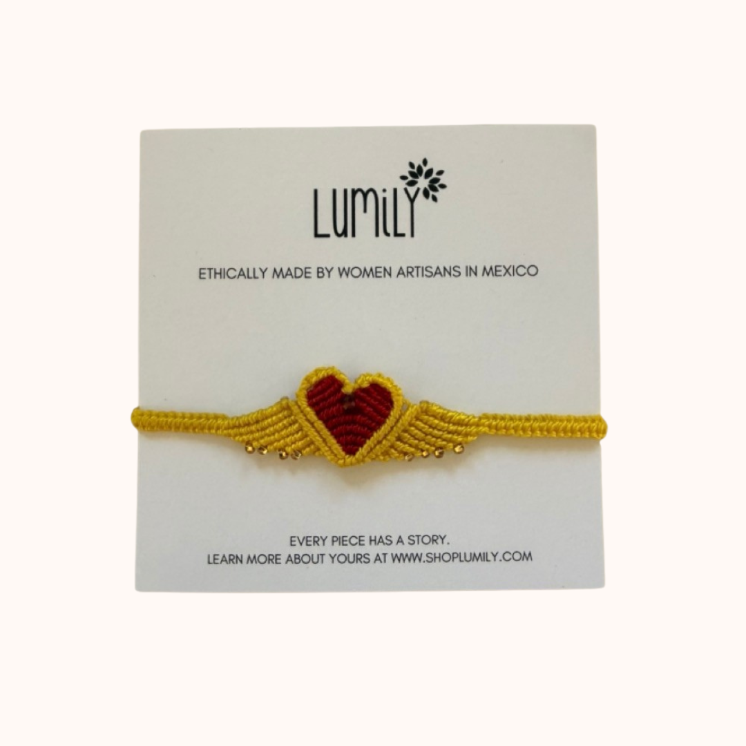 Lumily - Wholesale Woven/Braided Bracelet - Macrame Woven Heart Wings Pull String Bracelet - Mexico13