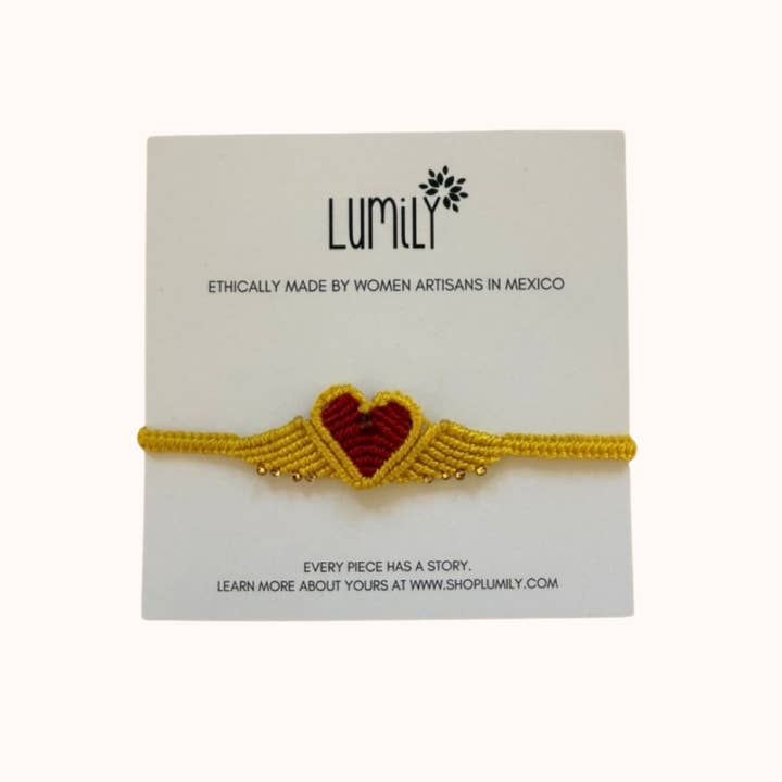 Lumily - Wholesale Woven/Braided Bracelet - Macrame Woven Heart Wings Pull String Bracelet - Mexico13