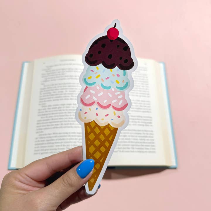 Ice Cream Cone Die Cut Bookmark for wholesale by Bloomwolf Studio