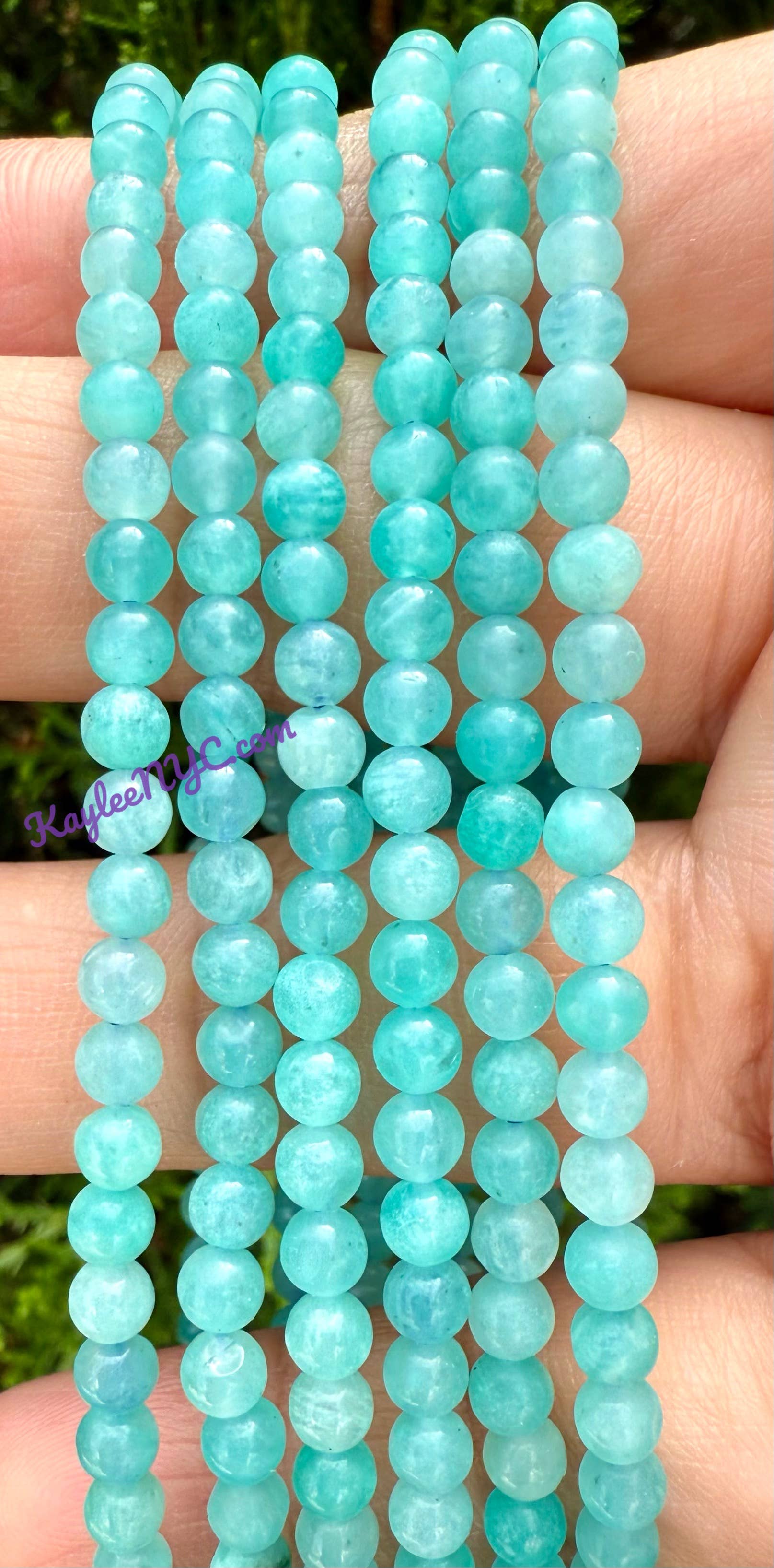 KayleeNYC - Wholesale Beaded Bracelet - Natural Amazonite 4mm 7.5” Crystal Stretch Bracelet1