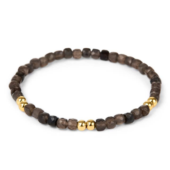 Elyssa Bass Designs - Wholesale Beaded Bracelet - Smoky Quartz Gemstone Bracelet with 14k Gold Fill Stations