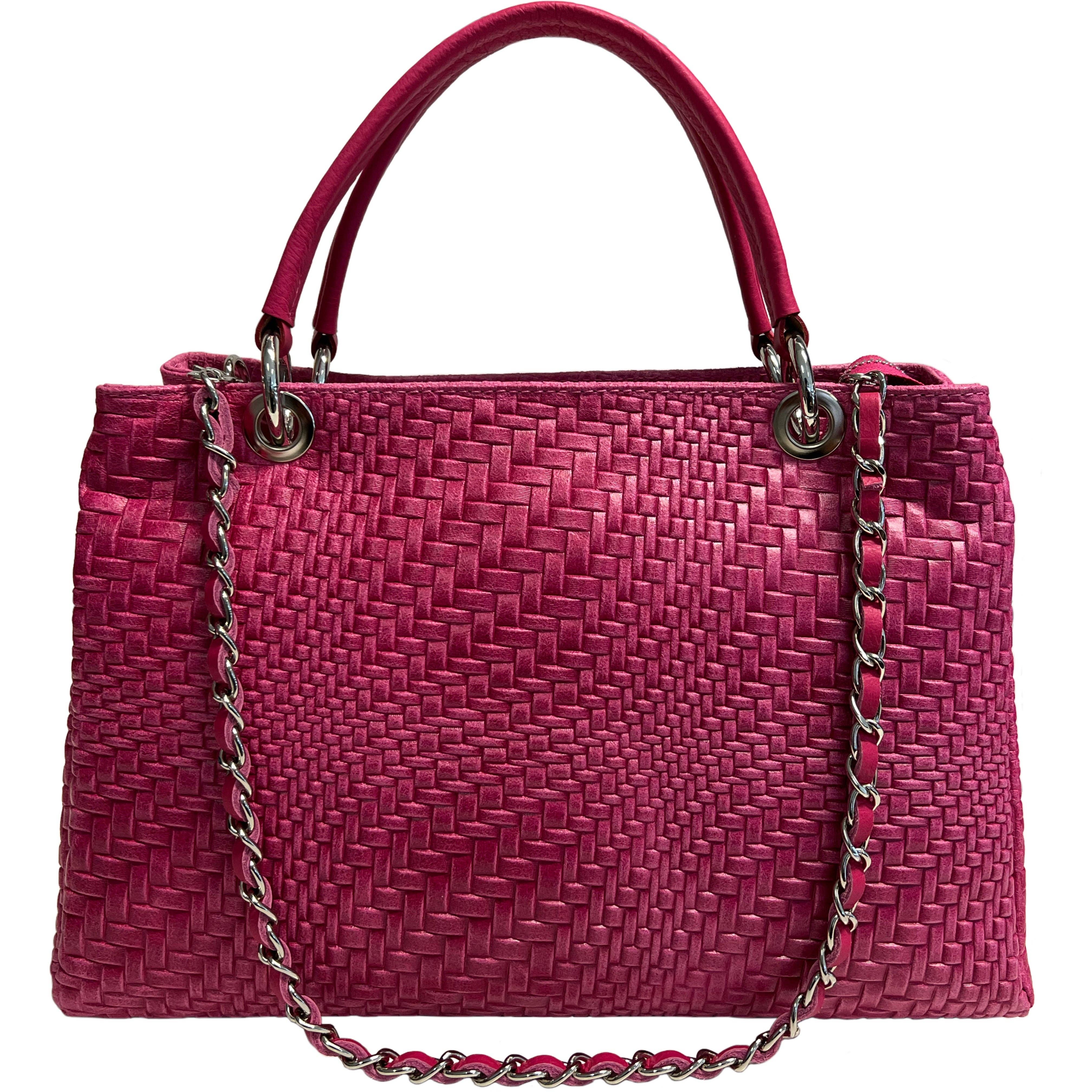 MODARNO - Vente Sac à main avec poignée sur le dessus – femme - Sac à main femme MODARNO en cuir véritable tressé avec bandoulière13