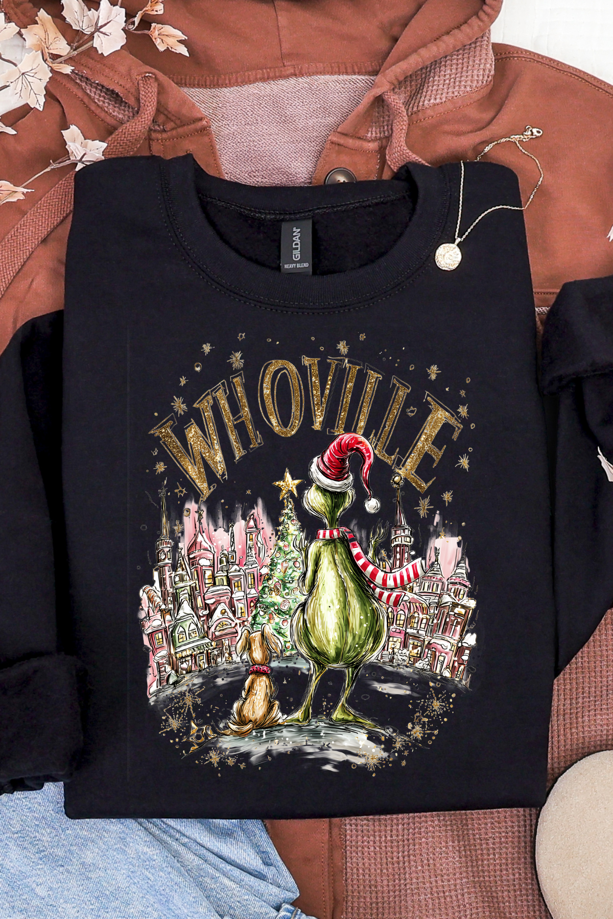 Gambi's Tees - Wholesale Graphic Sweatshirt - Women's - Golden Whoville Sweatshirt0