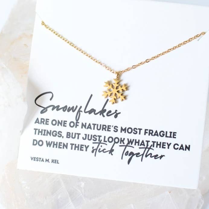 Two and Crew - Wholesale Pendant/Charm Necklace - Christmas Winter Snowflake gift charm necklace on quote card