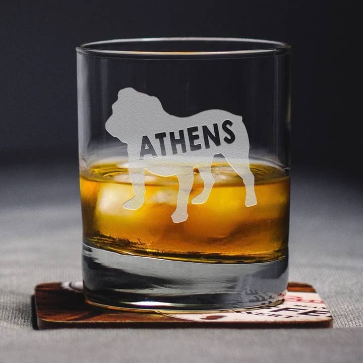 Verre à whisky Athens Bulldog Rocks. Athènes GA pour la vente par Bravo Glass