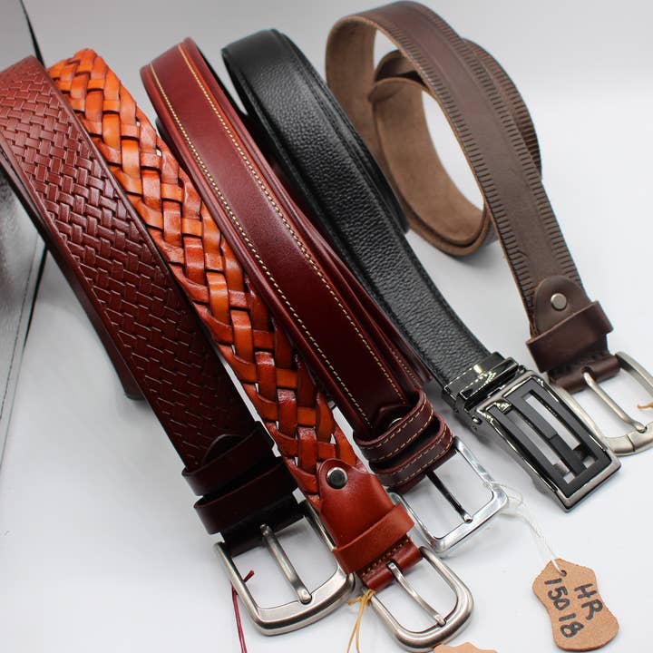 cinturones de cuero genuino variados para venta al por mayor de Sunflower Handmade leather inc