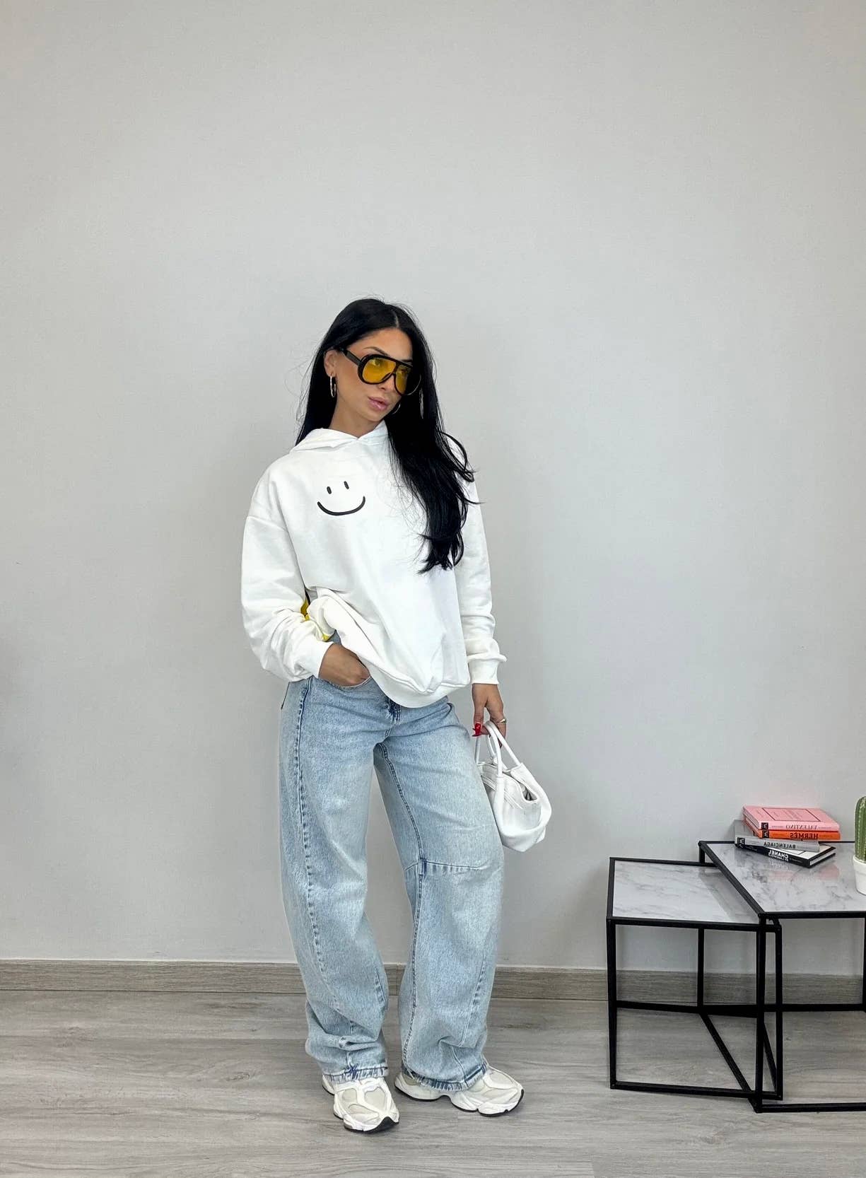 Vert Sweat à capuche sourire en vente sur Faire4