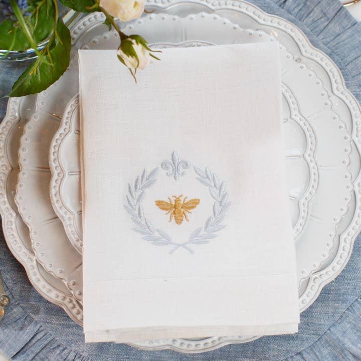 Guardanapo Tri-Fold de abelha italiana por atacado de Arte Italica & Crown Linen Designs