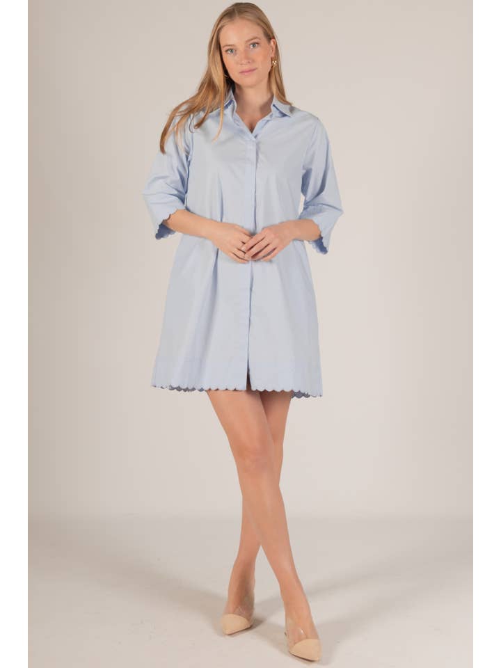 Before You Collection - Wholesale Dress - Women's - Poplin Scalloped Hem Button Up Shirt Dress10