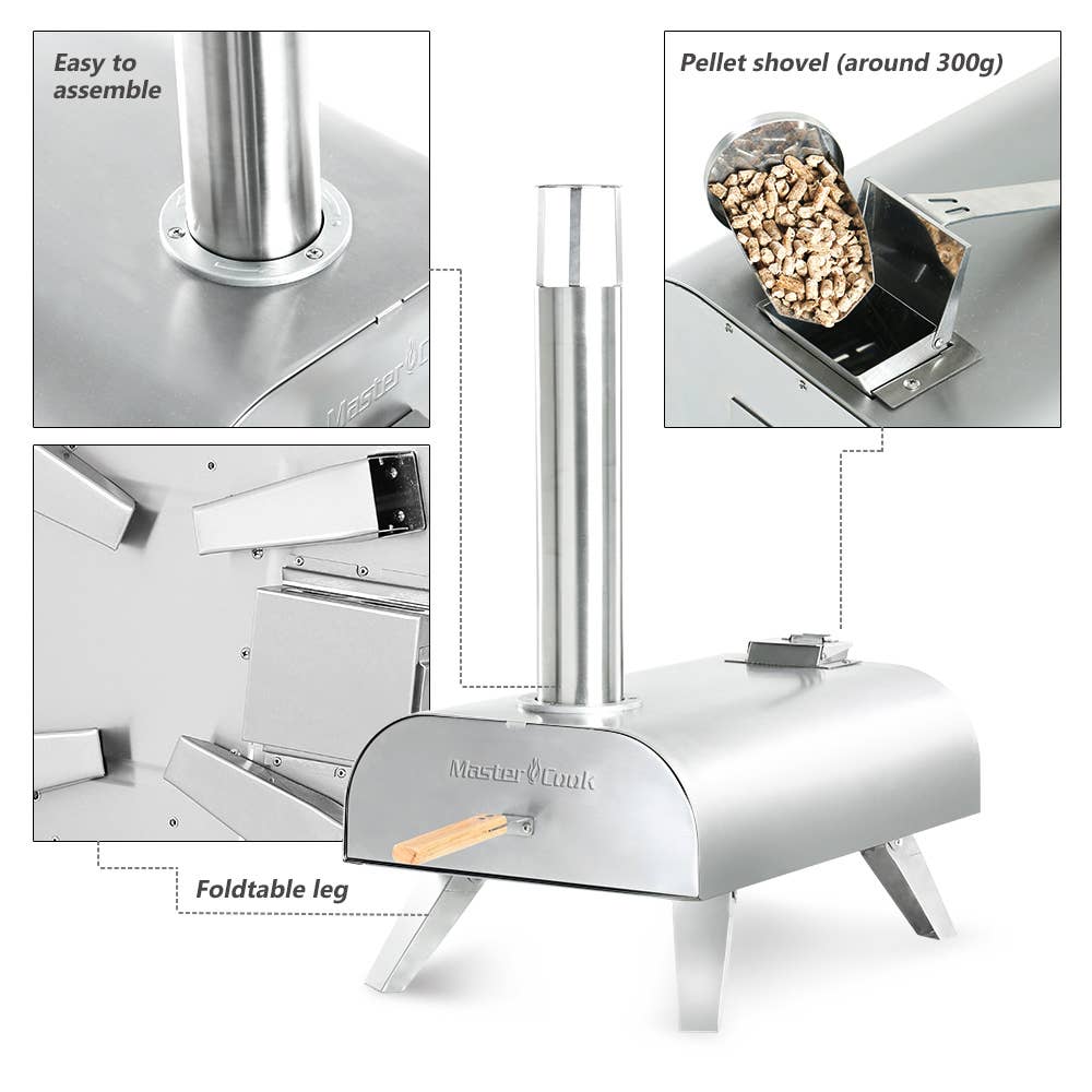 SHINERICH - Wholesale Outdoor Grill Tools - 12" Pellet Pizza Oven Stainless Steel9