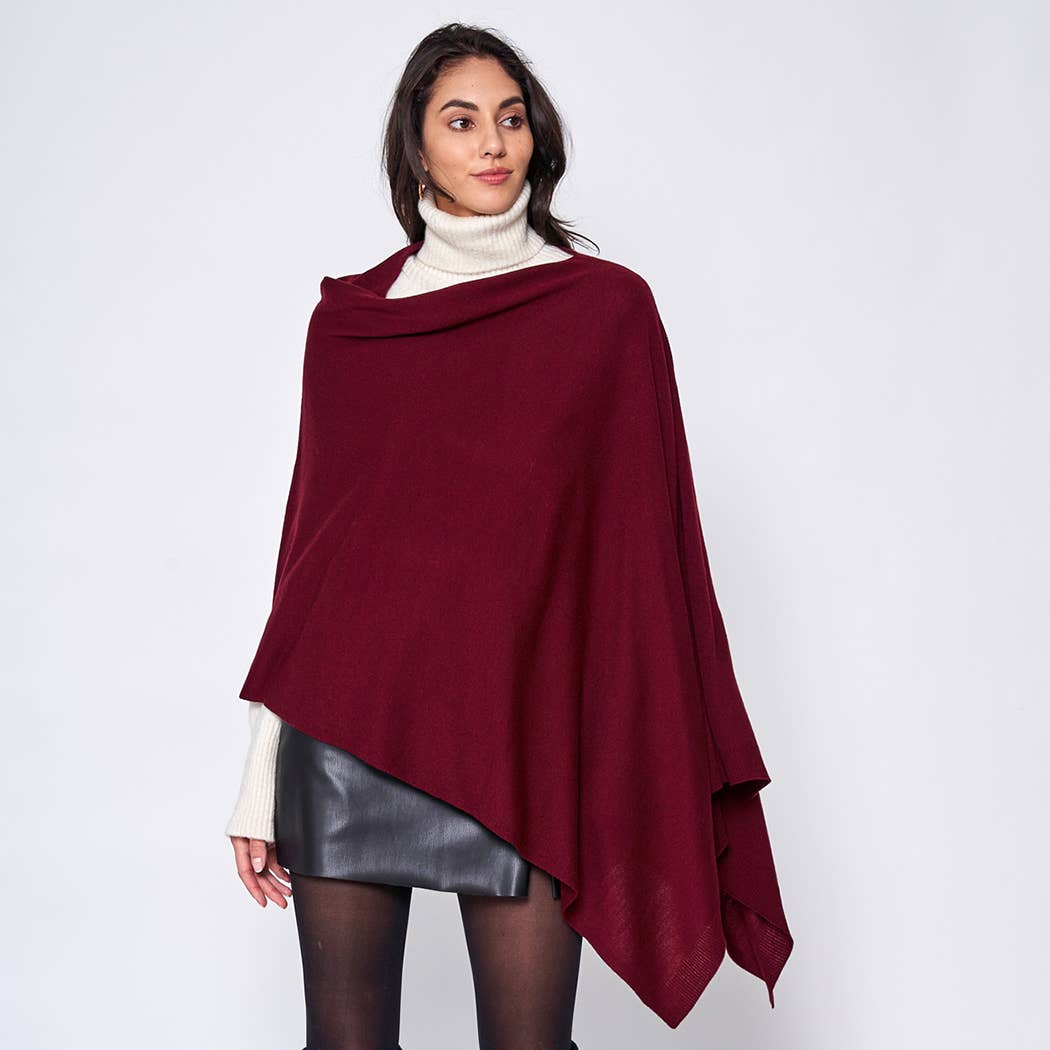 Fashion City – Engroshandel Poncho - Dame – Mørk Tone Solid Diamond Shape Tørklæde Poncho17