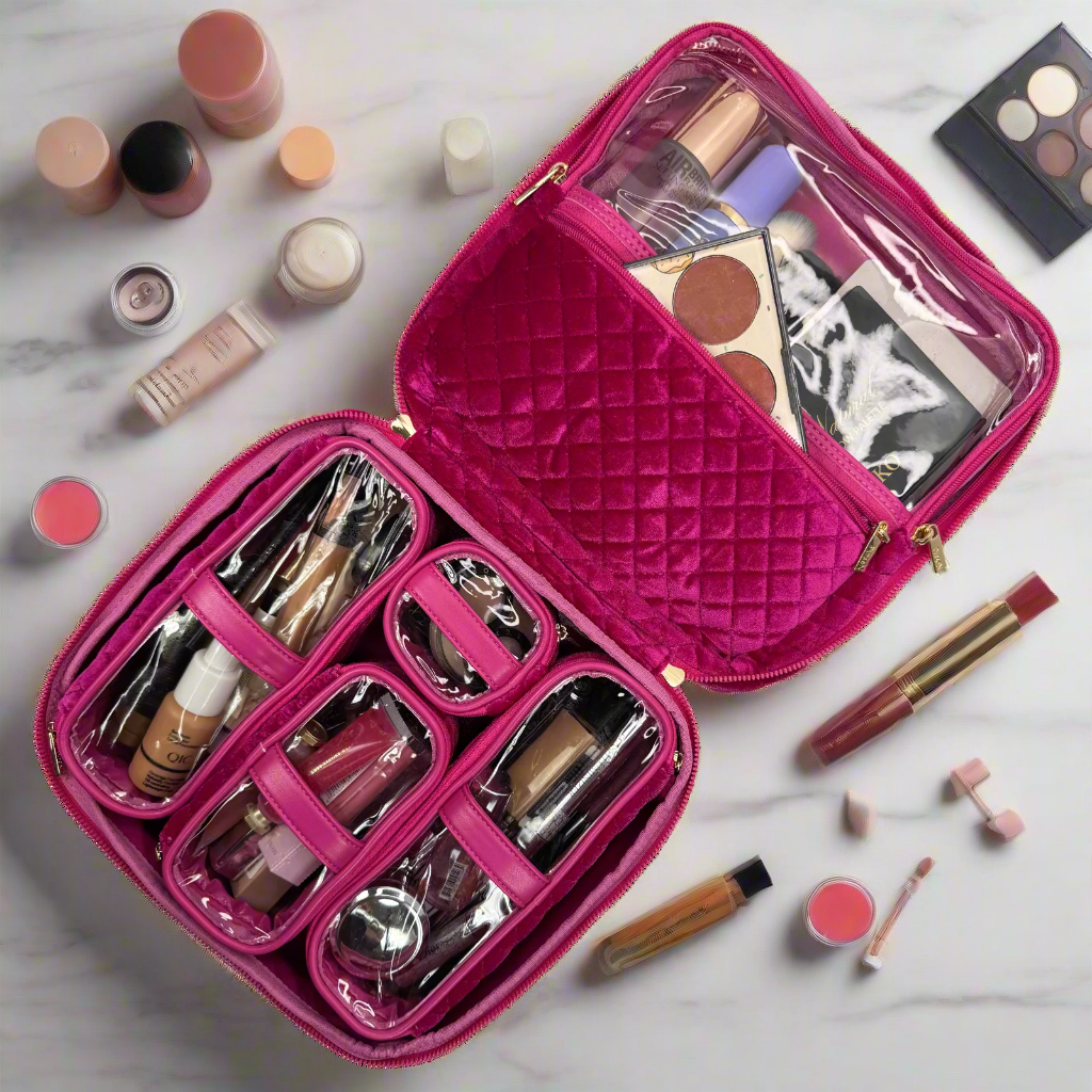 PurseN (new) - Wholesale Makeup/Cosmetic Bag - Mini Diva Makeup Case - Fuchsia Velvet5