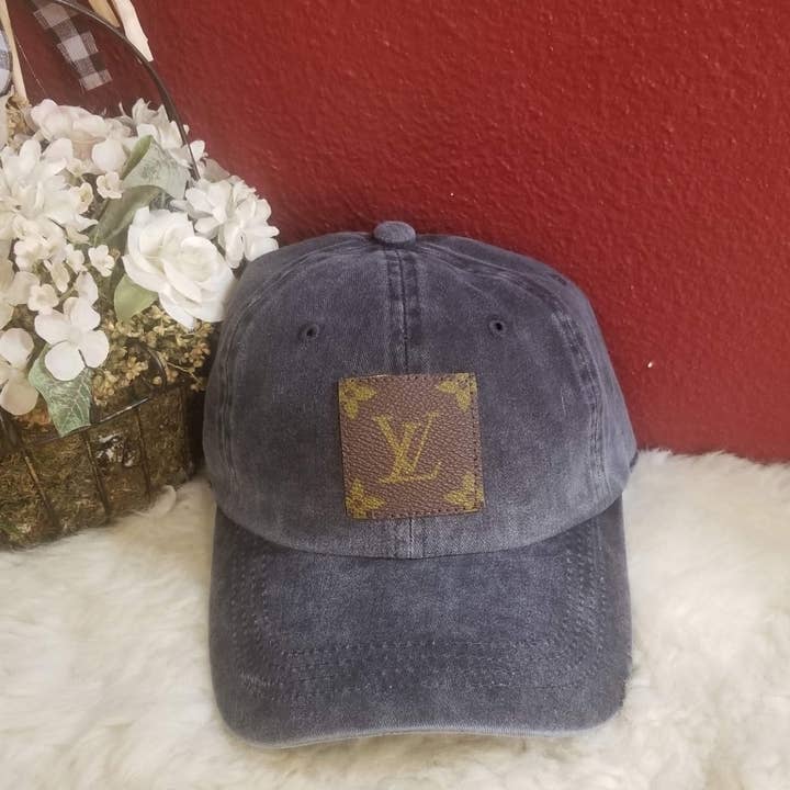 Upcycled LV black acid wash cap  for wholesale by Upcycled Always & Forever accessories