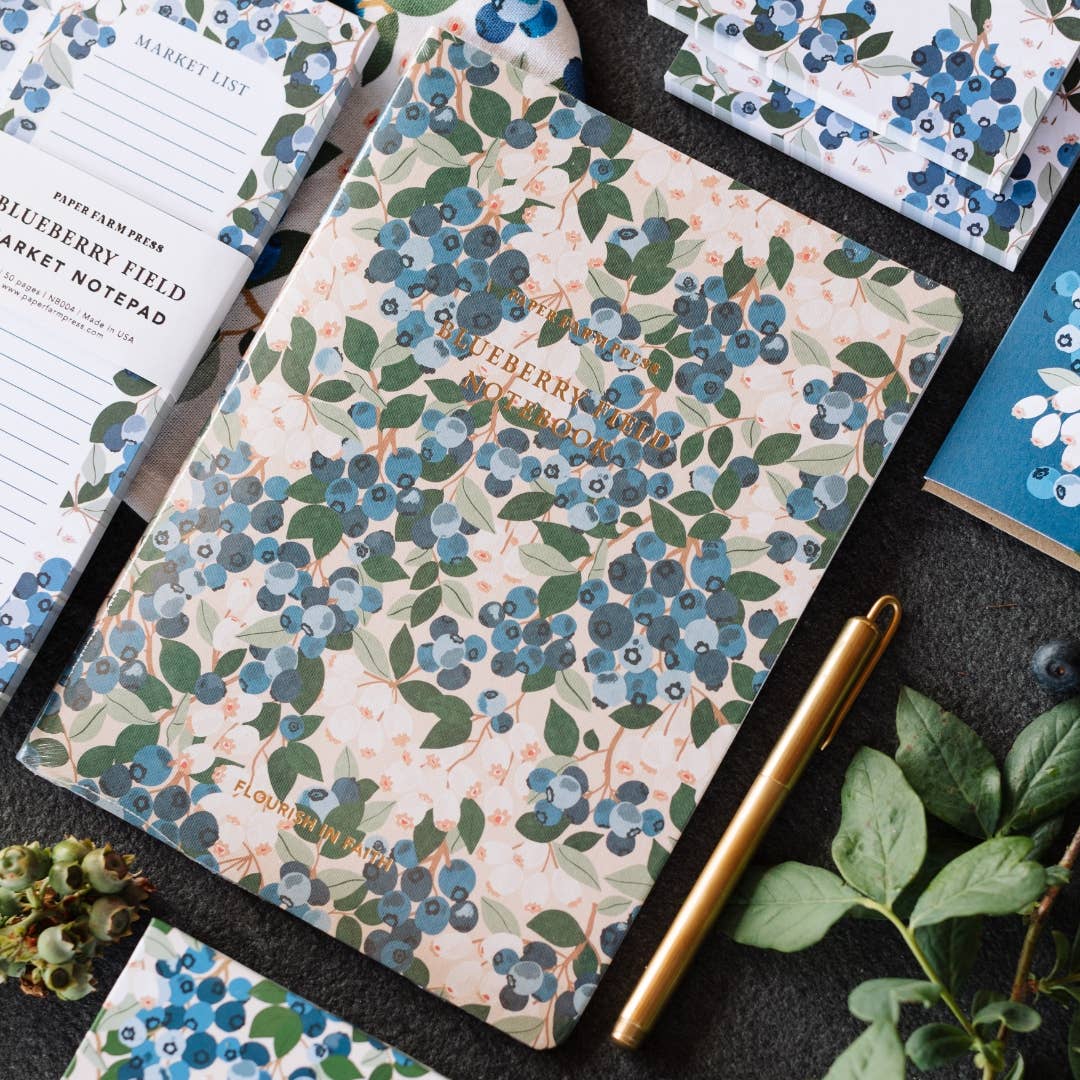 Paper Farm Press - Wholesale Notebook - Flourish in Faith Blueberry Field Stitched Notebook1