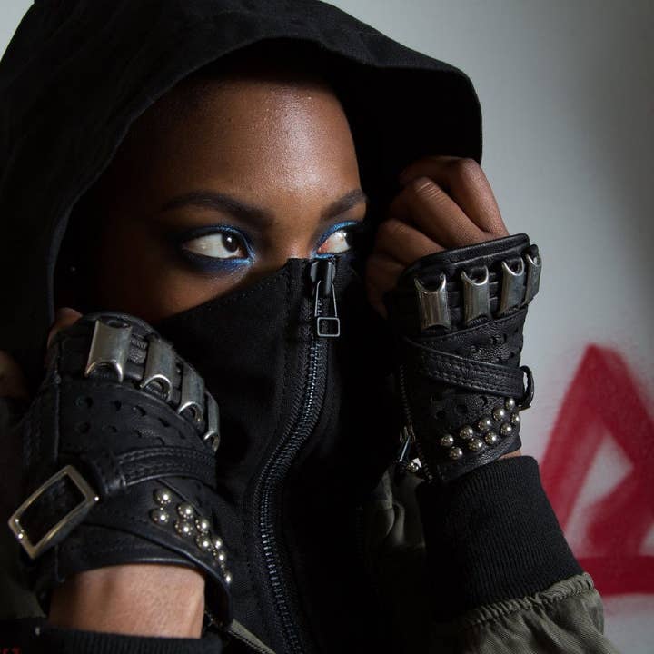 JUNGLE TRIBE - Wholesale Gloves - Unisex - KNUCKLE DUSTER Black Leather Fingerless Unisex Motorcycle Driving Gloves1