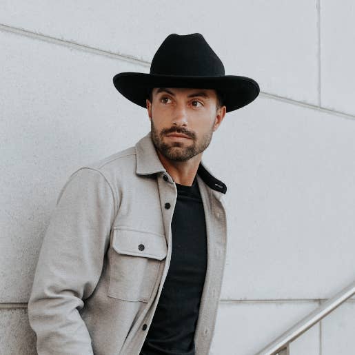 Black Wool Felt Open Road Fedora Hat - Style Dead End for wholesale on Faire8