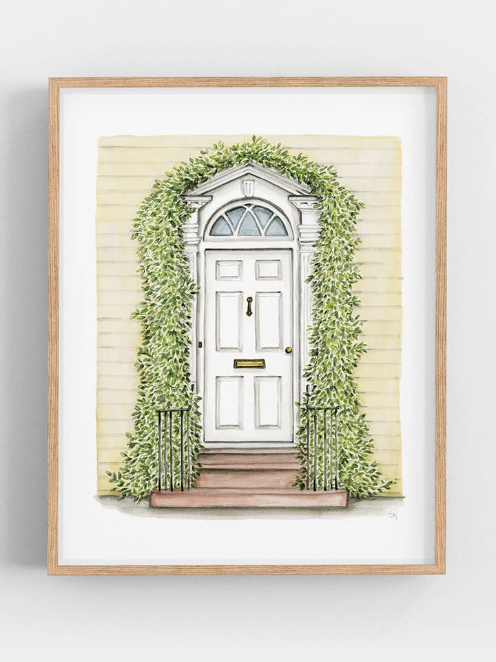 Aquarelle sur la porte d'entrée : The Vine Covered House pour la vente par Texture Design Co