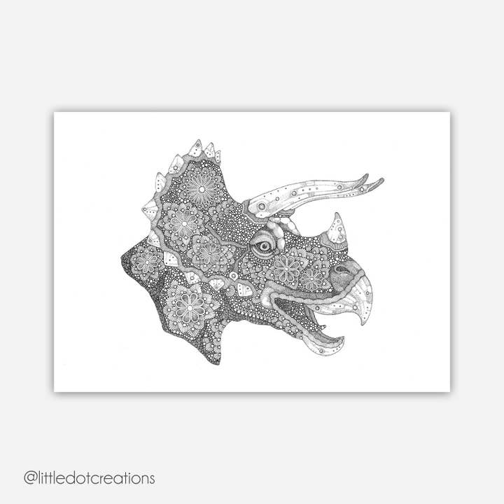 A3 Print - Triceratops for engroshandel hos Little Dot Creations