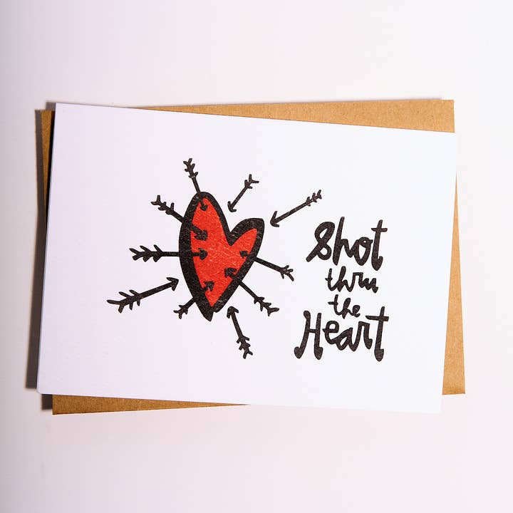 Shot Thru The Heart Card for wholesale by DoodleGirl Designs
