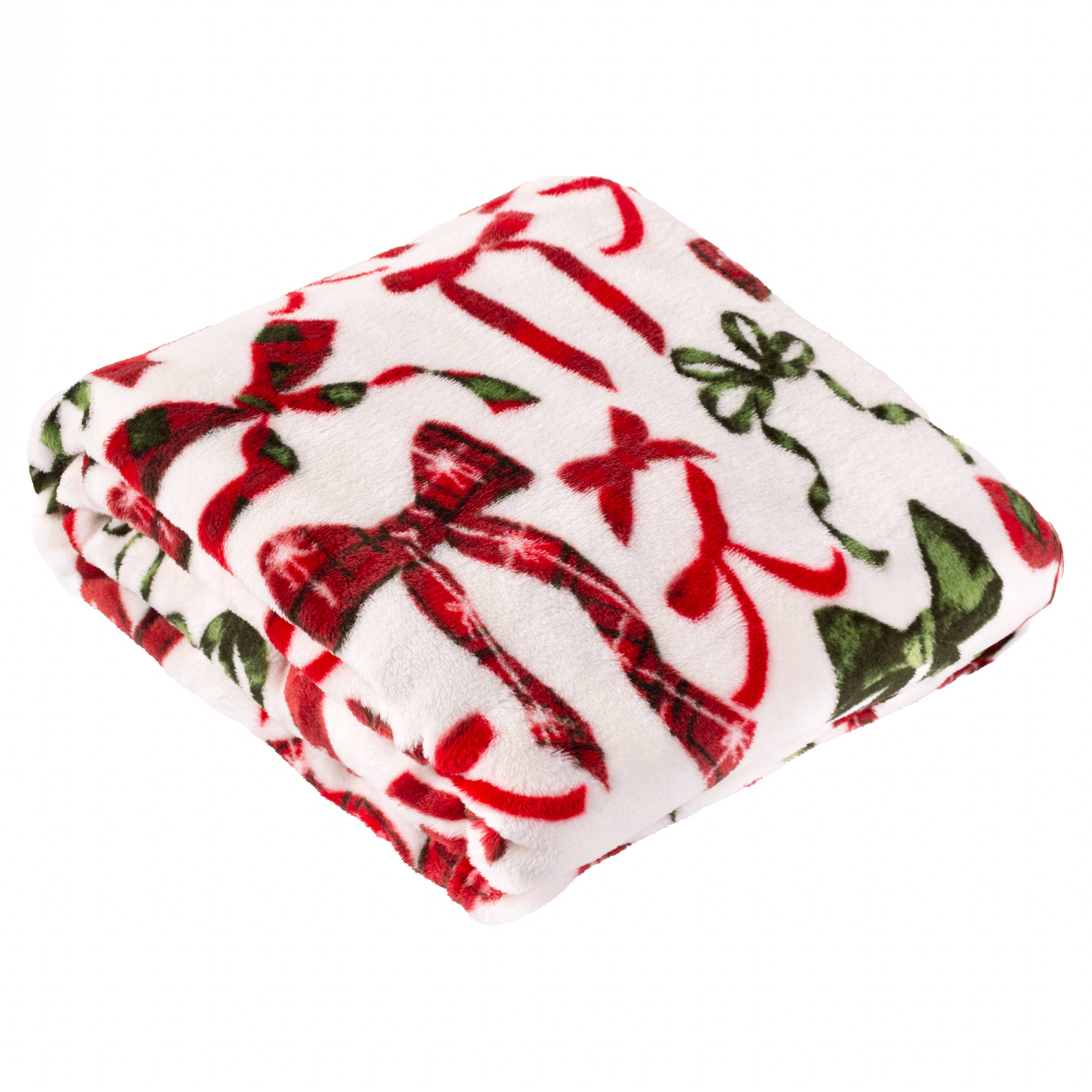 Berry Pine Nathalie Festive Bows Printed Fleece Throw Berry/Pine for wholesale on Faire0