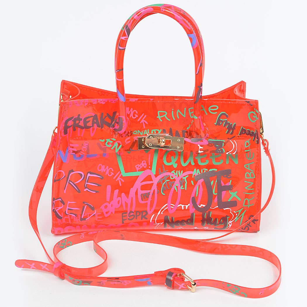 3AM BY H&D ACCESSORIES - Venta al por mayor Bolso con correa - Mujer - Bolso tipo satchel de PVC con diseño graffiti9
