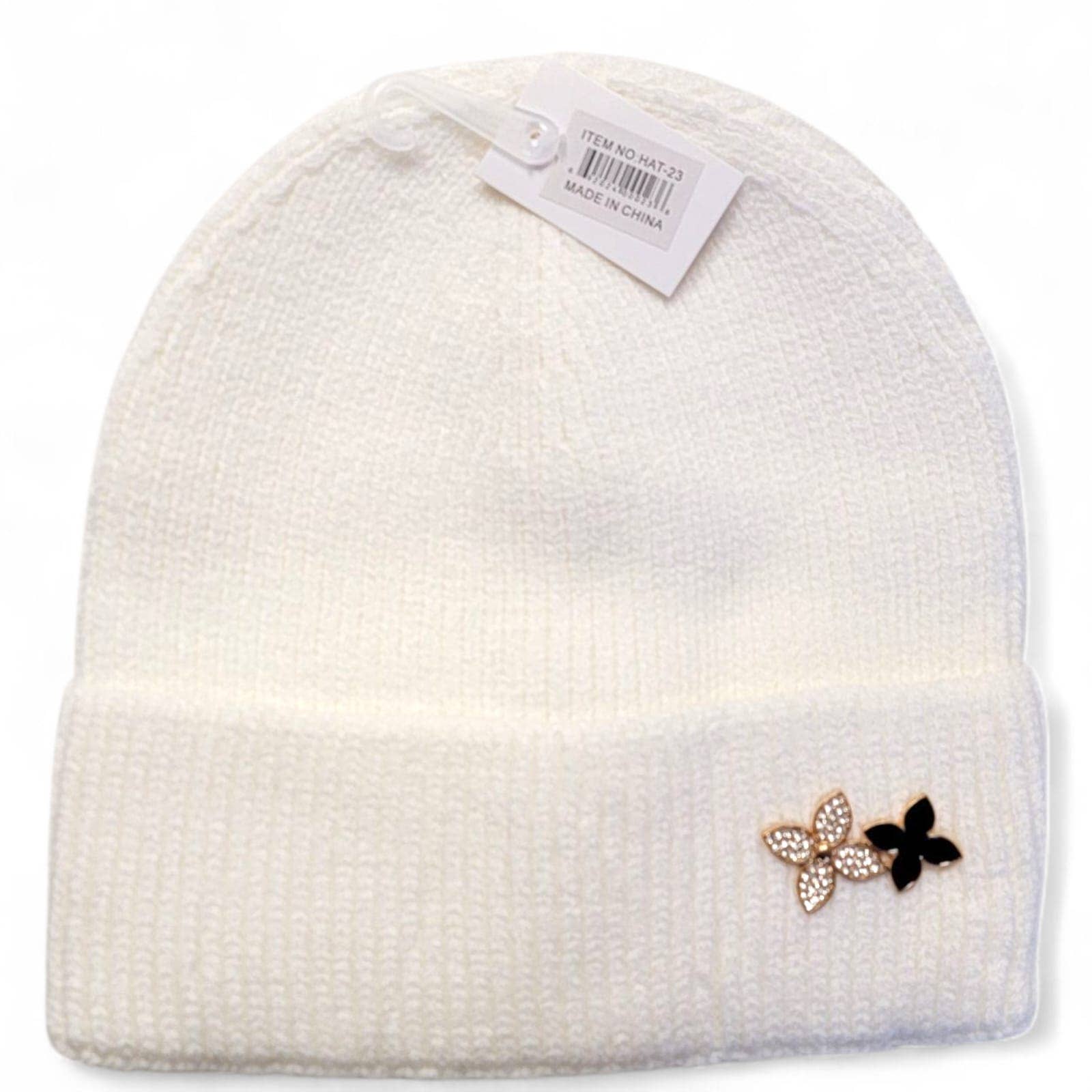 Crover - Wholesale Beanie - Women's - Adult Knit Beanie with Metal Flower Pin – 6 Color Assorted5