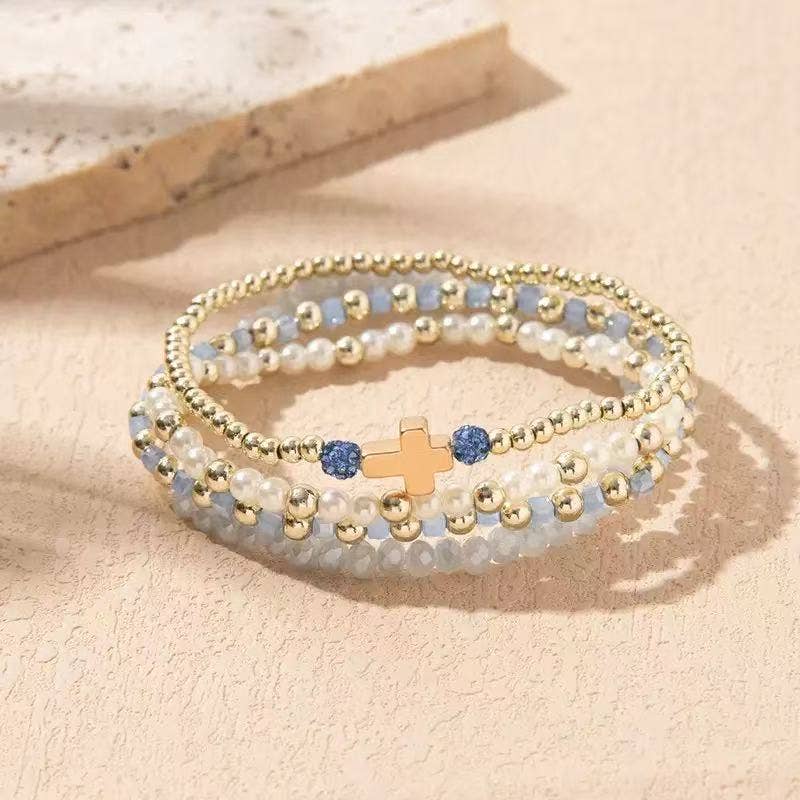 Purple Myrtle - Wholesale Jewelry Set - Cute Stackable Cross Bracelets for Women in Multiple Colors 0