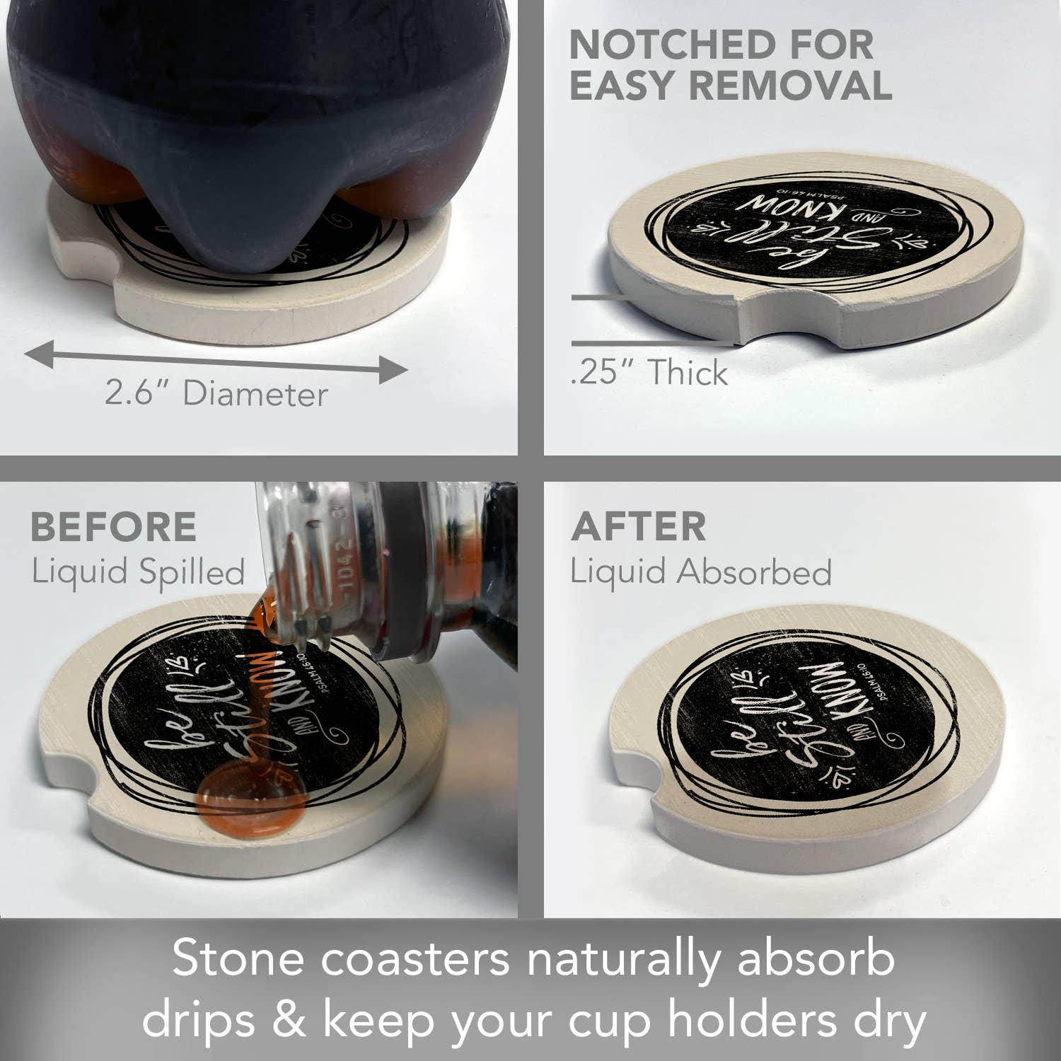 Wholesale Be Still Absorbent Stone Car Coaster 1 Pk for your shop – Faire UK