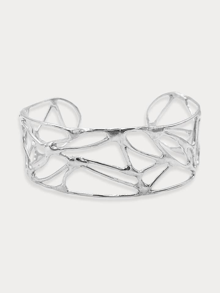 Wide Courage Cuff Bracelet in Sterling Silver for wholesale by Cassondra Justine