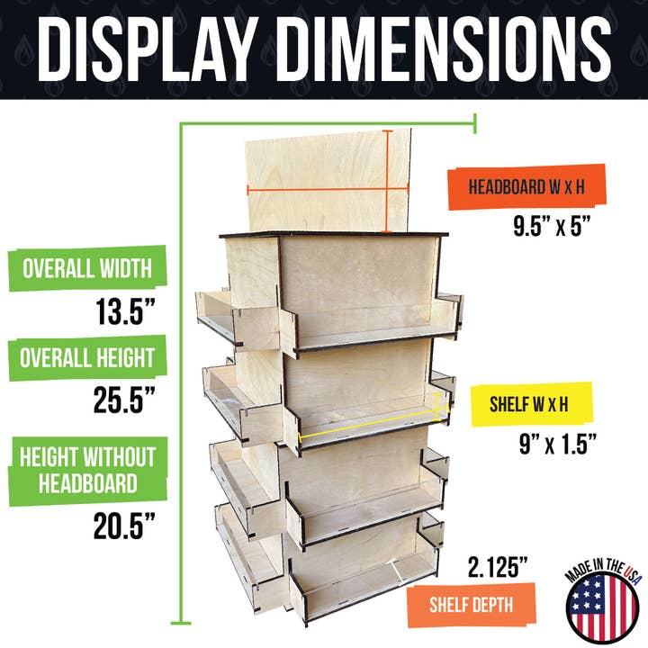 Torched Displays - Wholesale Retailer Display Stand/Case - 4-Sided Rotating Display Stand for Craft Shows, Trade Shows