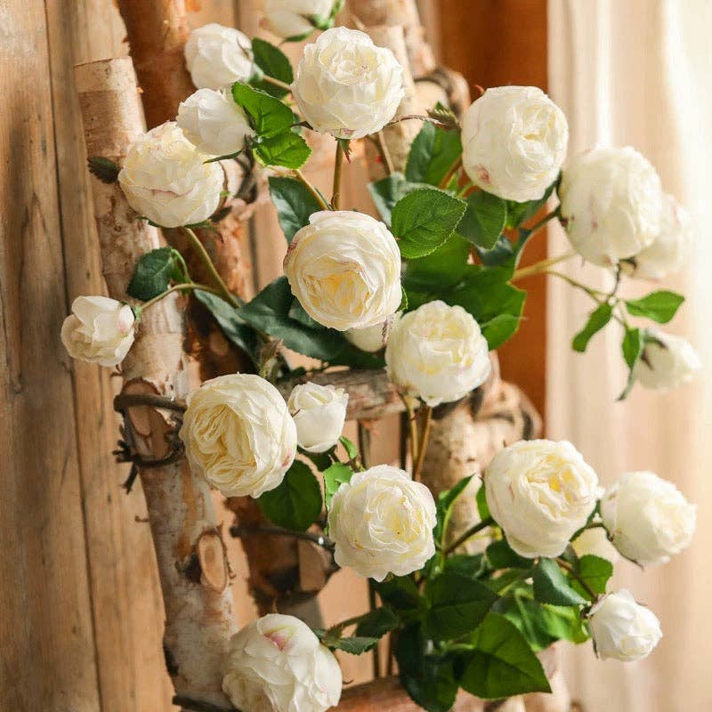 Rustic Reach - Wholesale Artificial Flowers - White Cabbage Rose Stem 20.8" Tall3