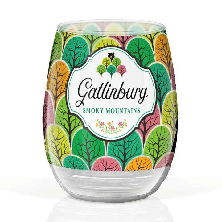 Customizable Frosted Glass 17oz Wine Glass: Black Bear In T for wholesale by Matrix