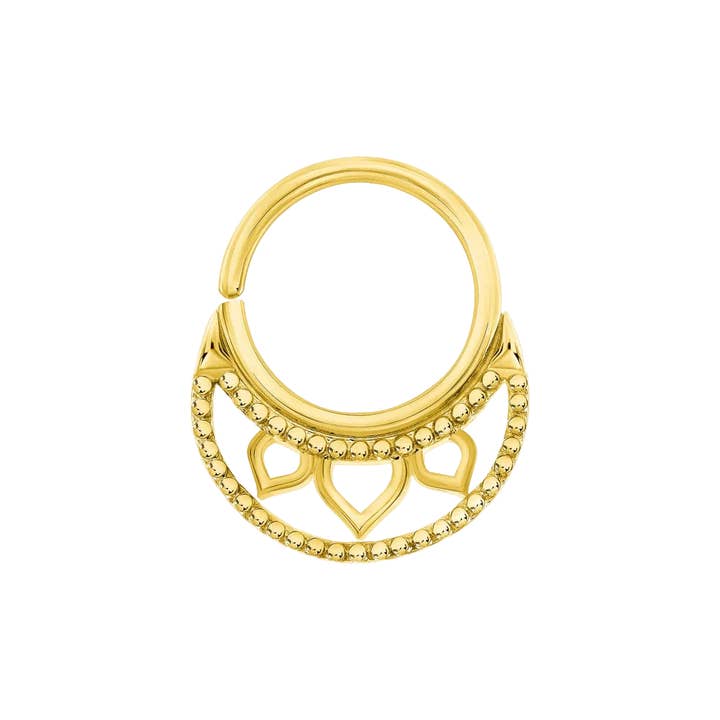 Katya Seamless Ring – 14K Gold Cup & Divot Design for wholesale by Piercing-zone