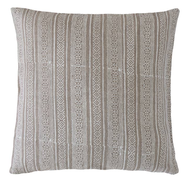 Kayla Tan Linen Block Print Pillow 20x20 for wholesale by ALLEM STUDIO