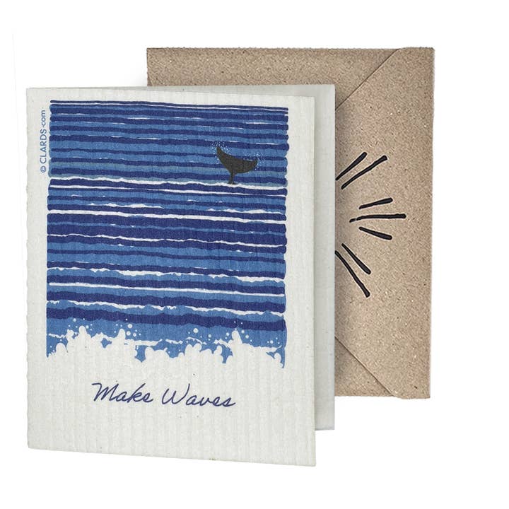 Make Waves 2-in-1 Greeting Clard® turns Swedish Cloth for wholesale by Soak iT Up Eco-friendly Greetings + Gifts