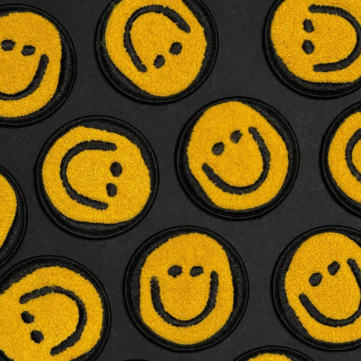 Primrose Yellow Velcro Patch Smiley Face for wholesale on Faire