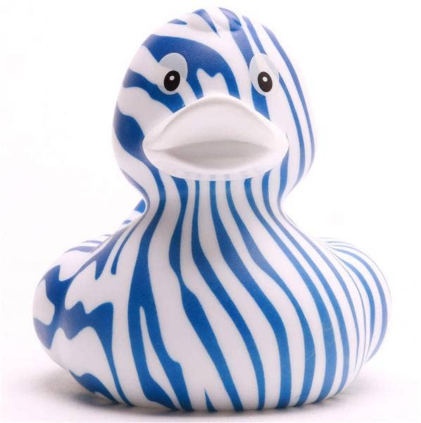Duckshop - Vente Jouet pour le bain – bébé - Canard de bain zèbre - bleu - canard en caoutchouc2