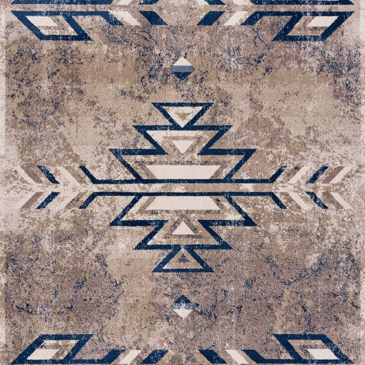 Contemporary South-Western Blue Beige Indoor Area/Runner Rug for wholesale on Faire14
